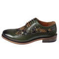 Men's Shoes Floral Print Leather Oxford Brogue Lace Up Formal Dress Shoe - Knighthood Store