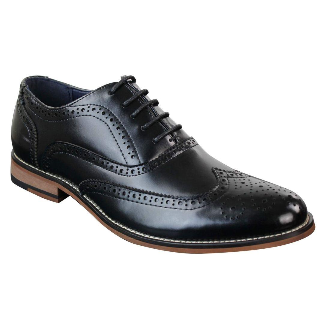 Mens Real Leather Laced Gatsby Brouges Smart Designer Retro Vintage Shoes - Knighthood Store