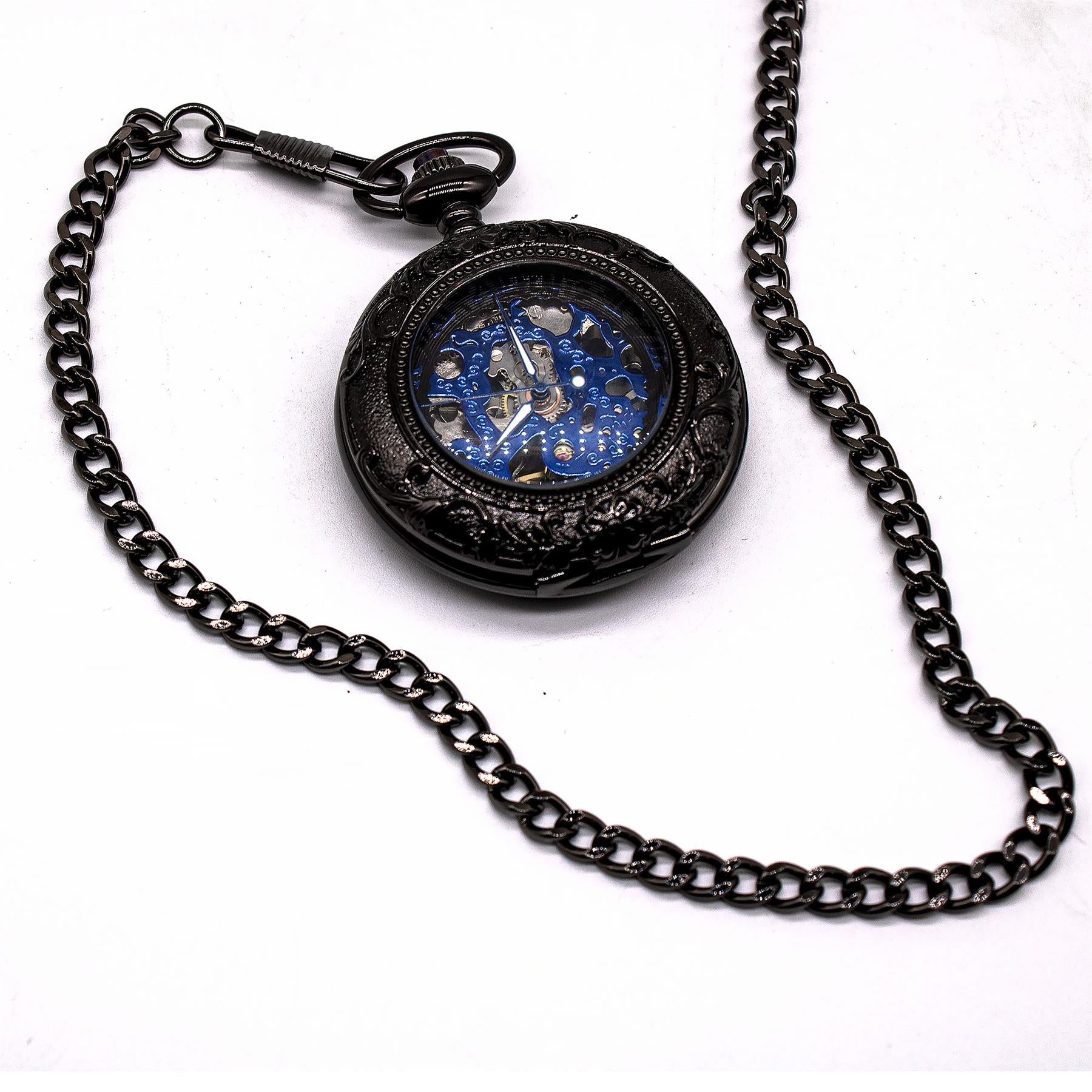 Mechanical Skeleton Half Hunter Vintage Pocket Watch