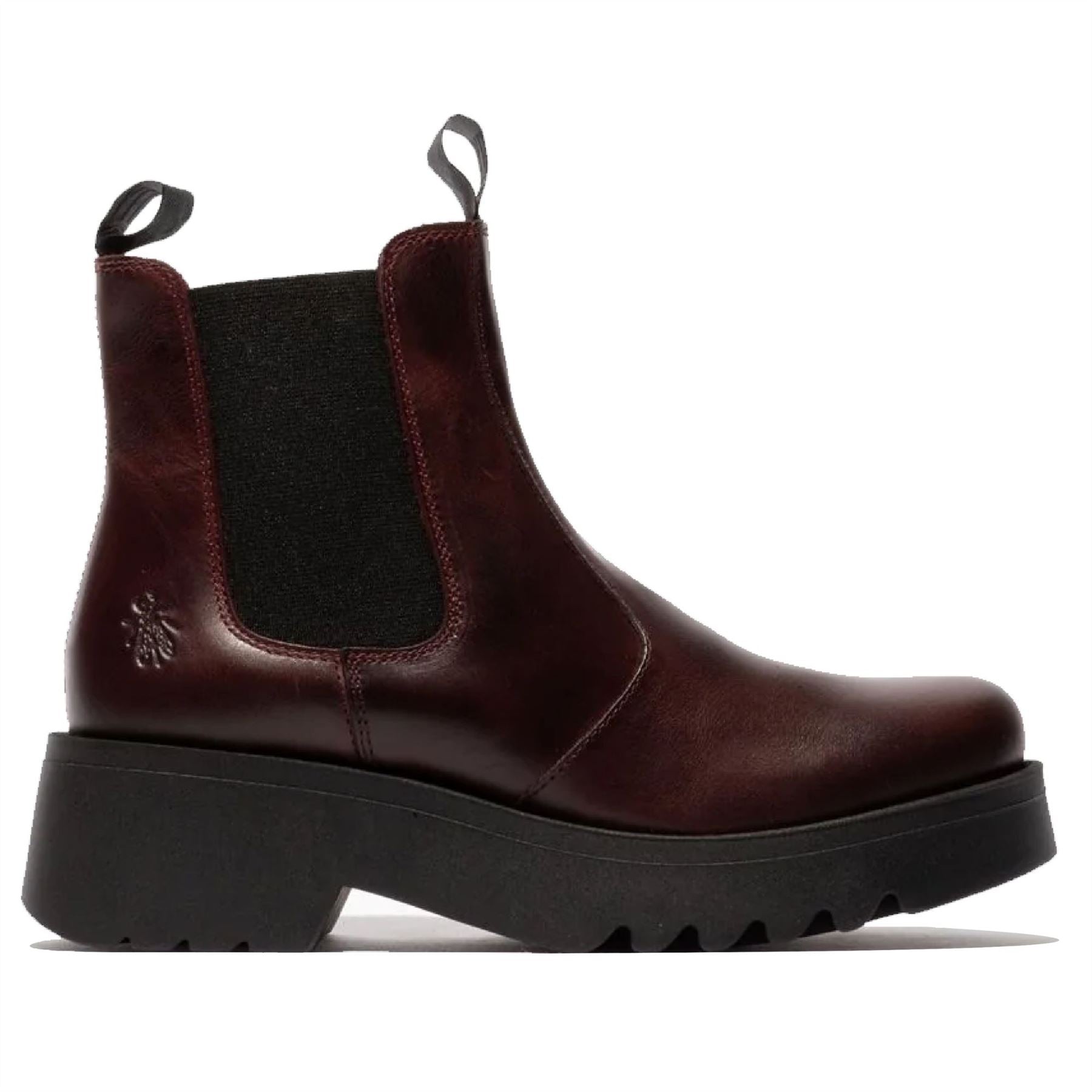 MEDI789FLY - Women's Wedge Heel Leather Chelsea Boots