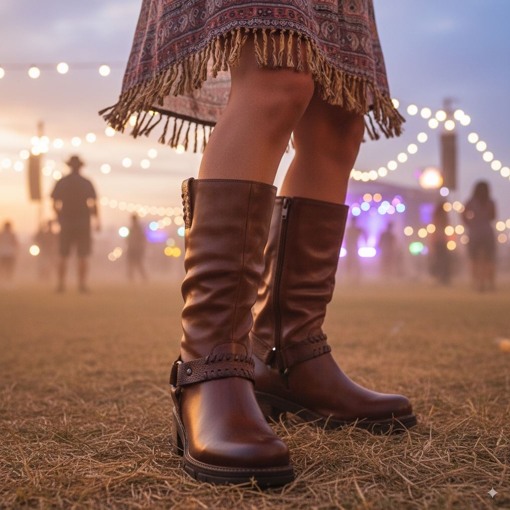 San Sebastian - Women's Brown Mid-Calf Tall Ankle Boots