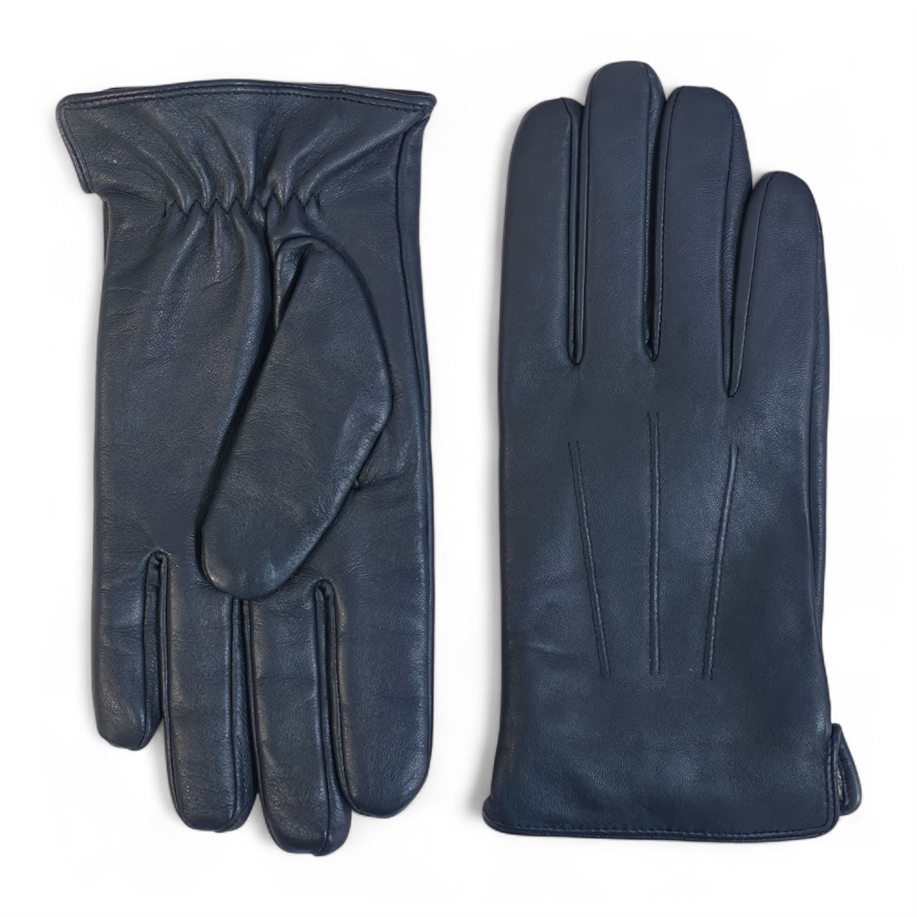 Men's Leather Wool Lined Elastic Wrist Gloves