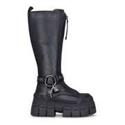 GOSPHER BIKER HI - Women’s Black Platform Knee-High Boots