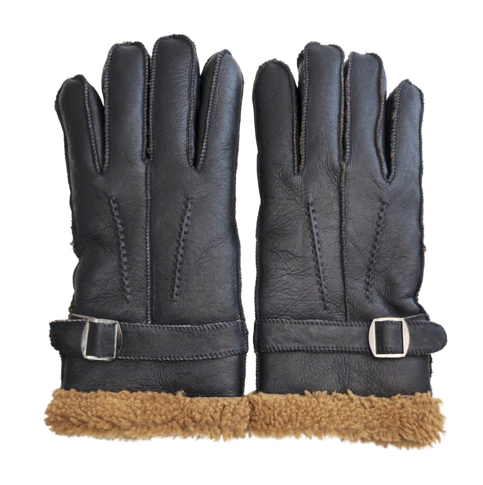 Men’s Sheepskin Suede Leather Wool Lining Gloves