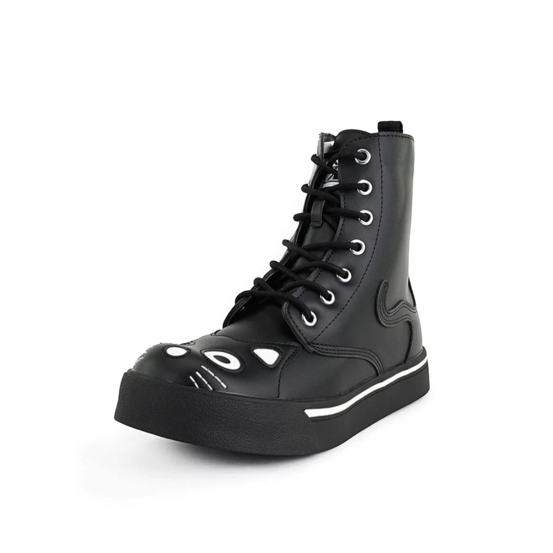 Women's Kitty Black Vegan Leather Combat Sneaker Boots