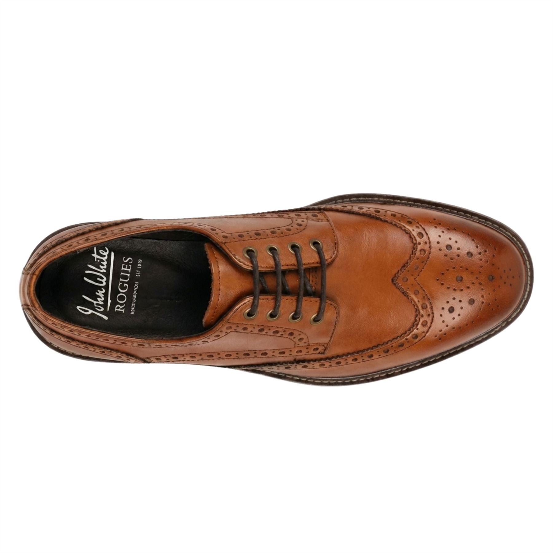 Stokes - Men’s Tan Leather Wingtip Brogue Lace-Up Shoes