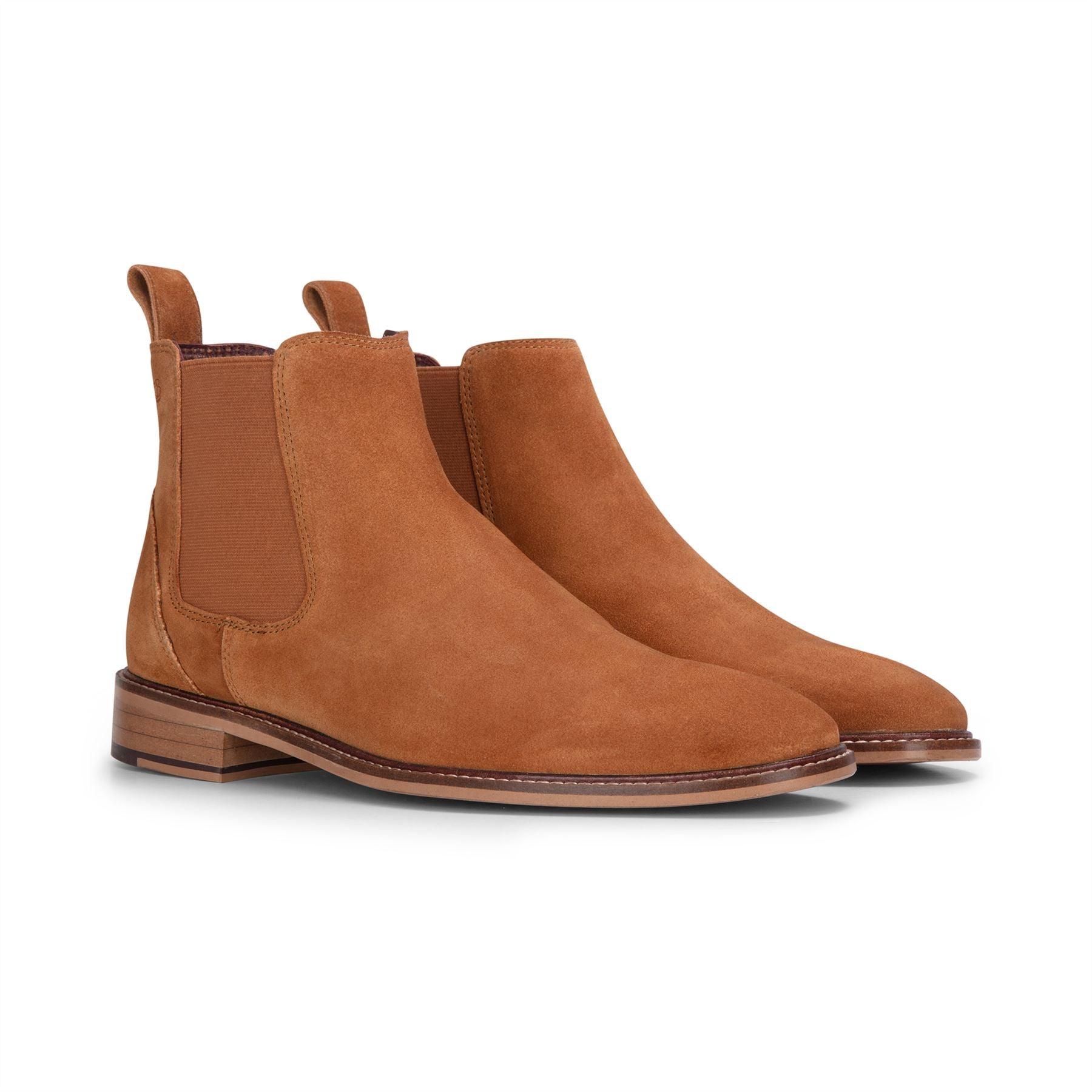 Men's Camel Suede Leather Slip On Chelsea Ankle Boots - Knighthood Store