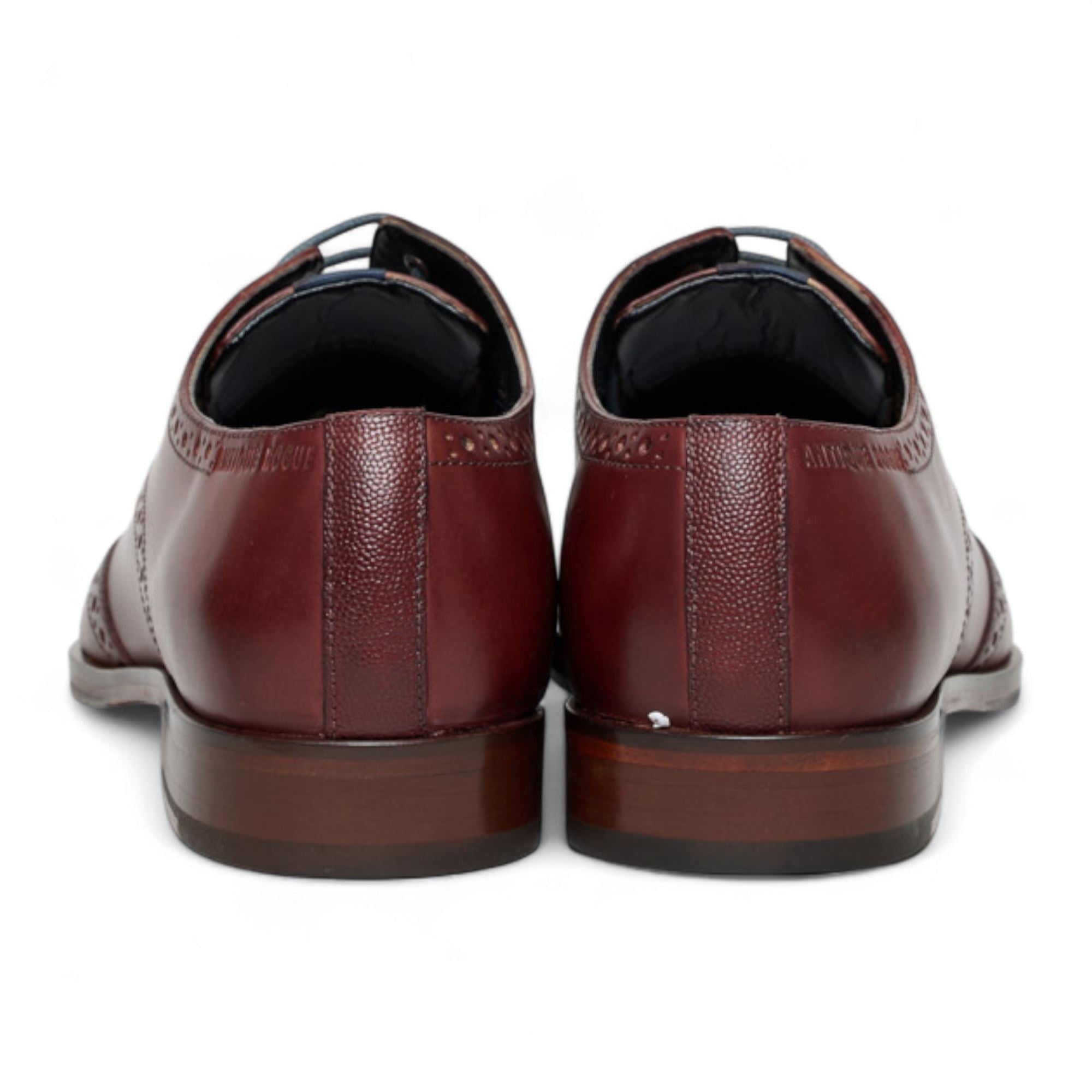 Men’s Burgundy Leather Oxford Derby Classic Formal Lace-Up Brogue Shoes