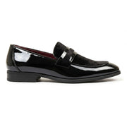 Men's Slip On Vegan Leather Velvet Detailed Patent Loafers