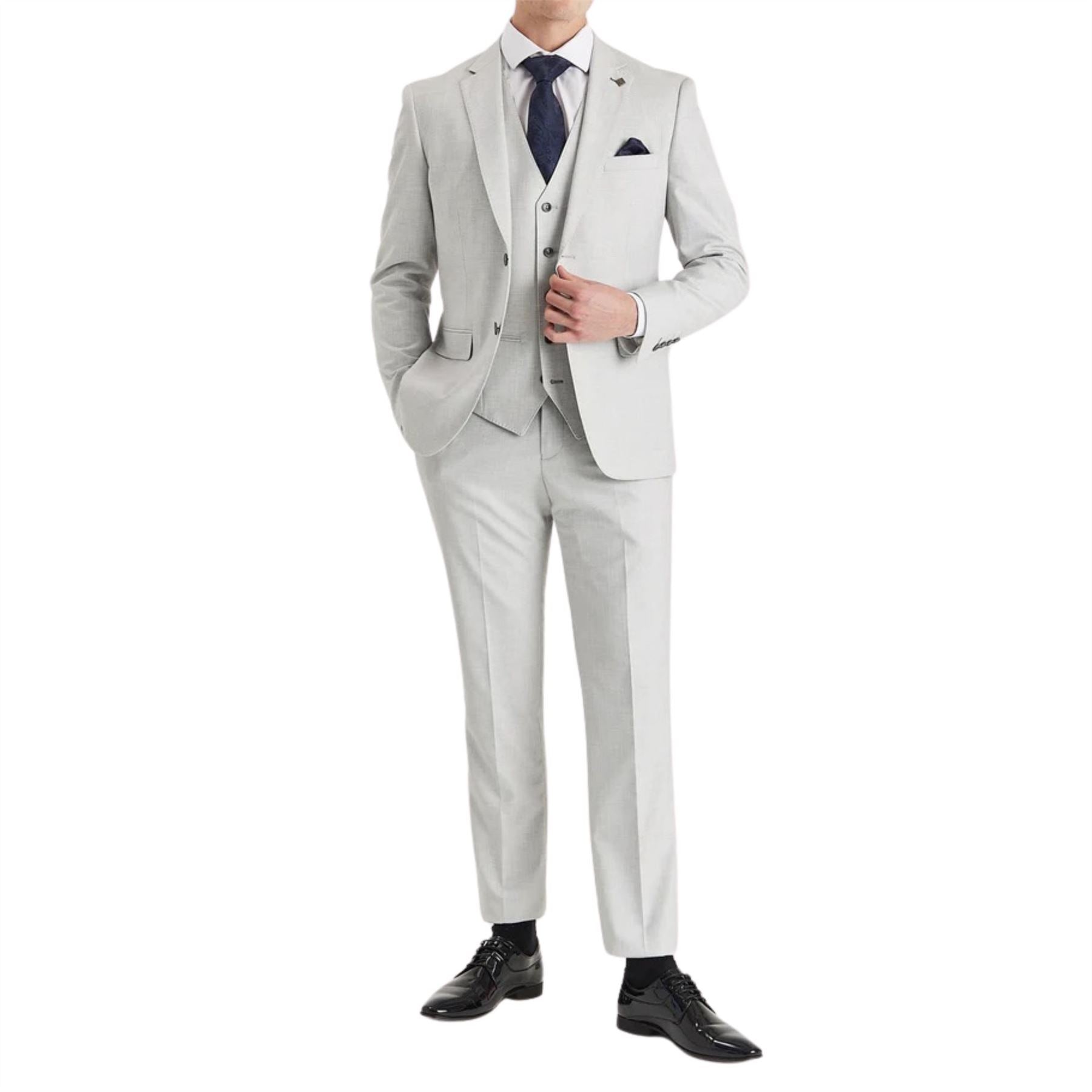 Belmont - Men's Silver 3 Piece Stitch Lapel Classic Suit