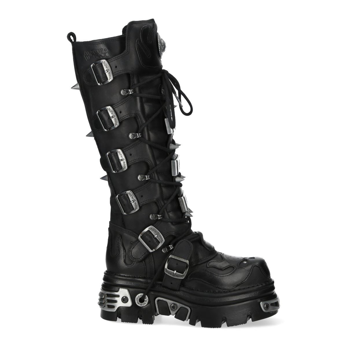 New Rock M-161-C10 Knee High Black Leather Gothic Boots