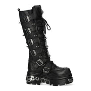 New Rock M-161-C10 Knee High Black Leather Gothic Boots