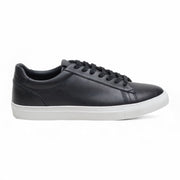 Men’s Black Leather Trainer Lace-Up Casual Sneakers