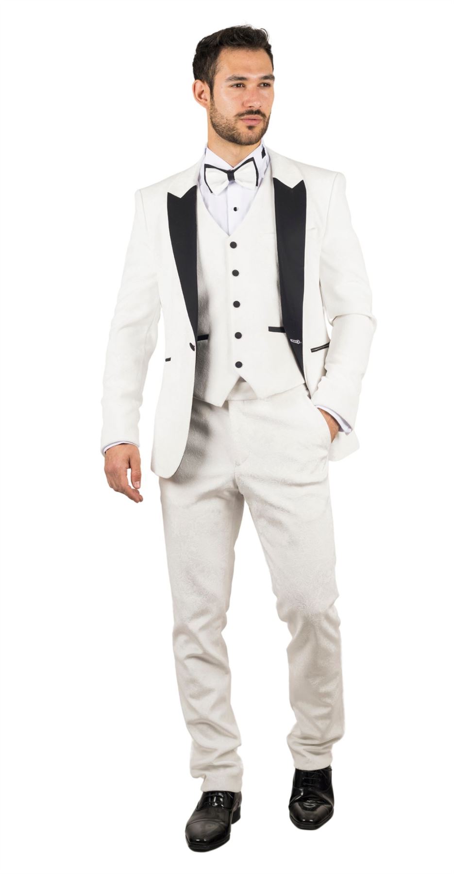 TruClothing AK-24 - Men's White 3 Piece Wedding Tuxedo Suit - 36" Jacket 30" Trousers