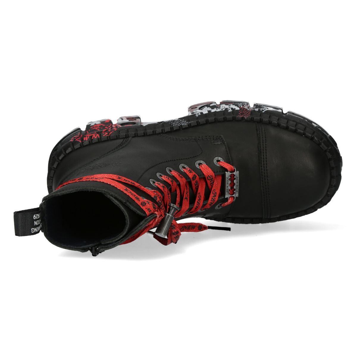 New Rock Boots WALL126CCT-C1 Unisex Metallic Black Leather Platform Gothic Boots - Knighthood Store