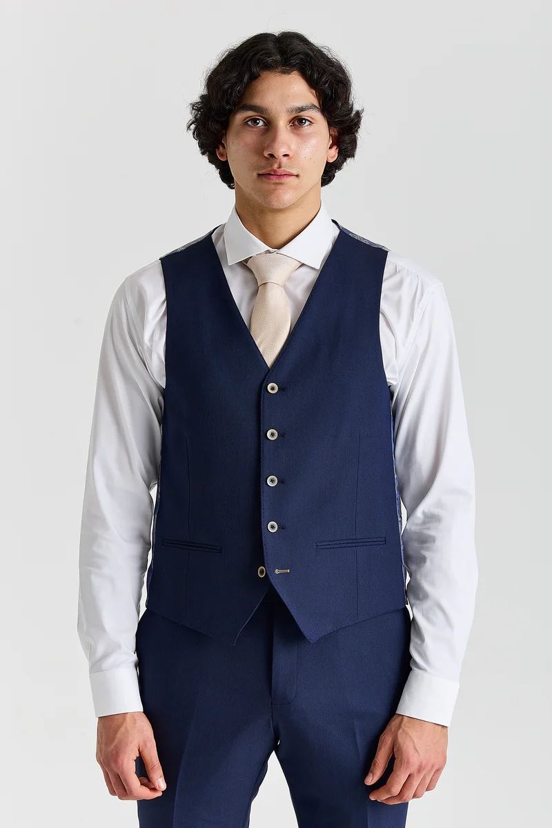 Belmont - Men's Navy Tailored Fit Waistcoat