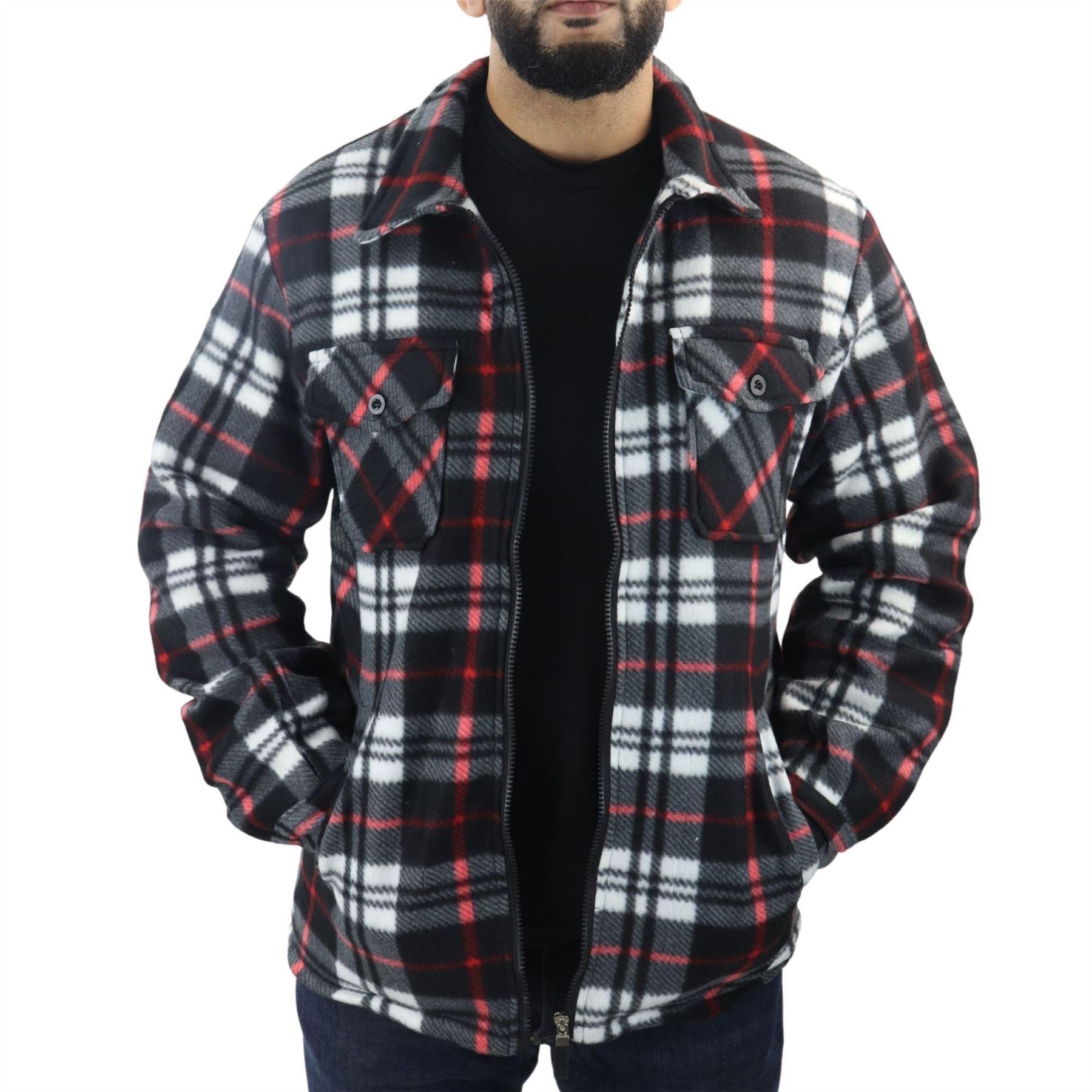 Men's Jumper Thermal Fleece Fur Lined Lumberjack Zipped Check Winter Shirt - Knighthood Store