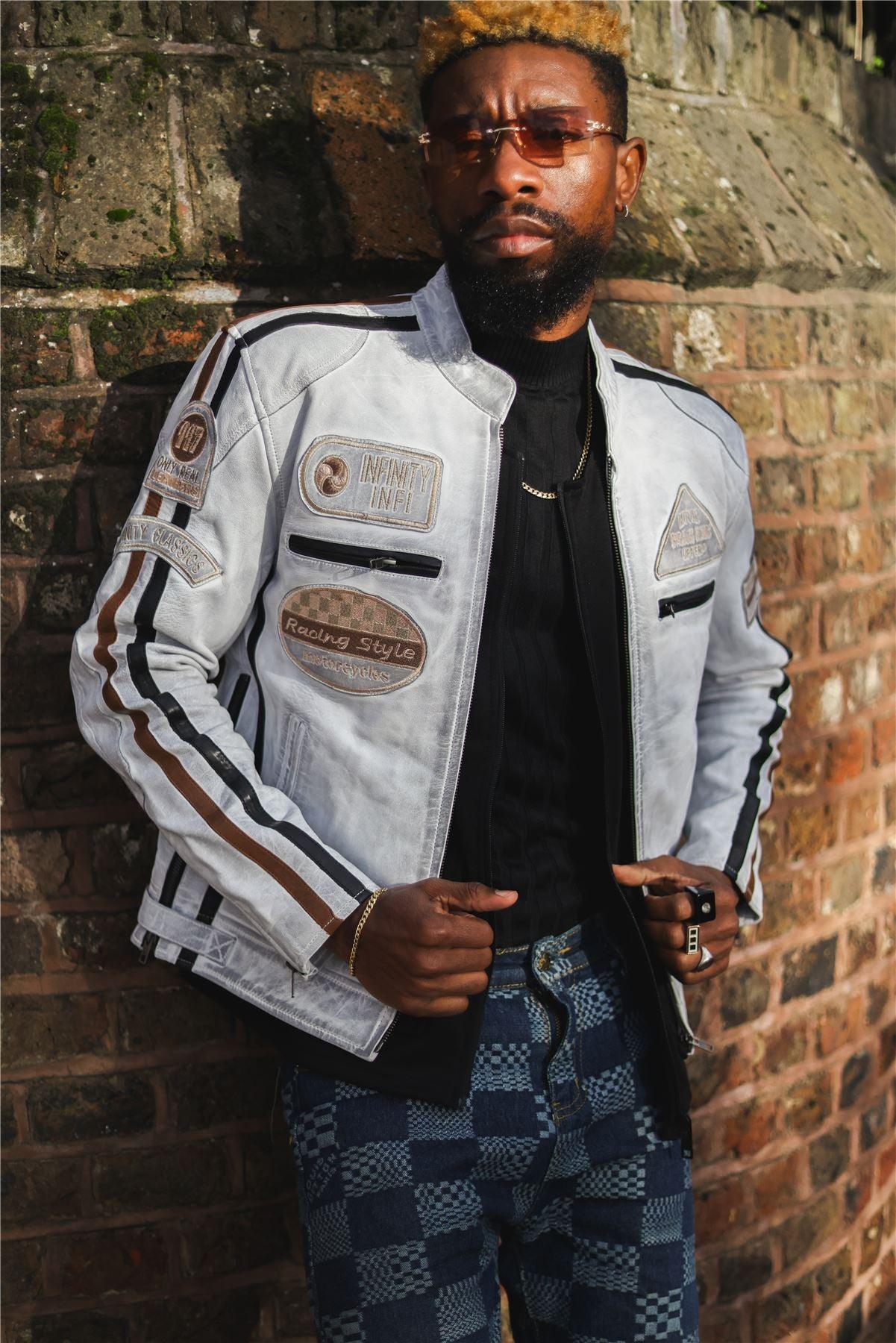 Men's Zipped Biker Leather Jacket | Infinity - Knighthood Store