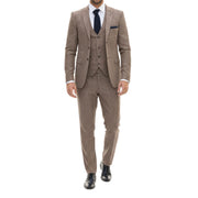 IM33 - Men's 3 Piece Brown Tailored Fit Suit