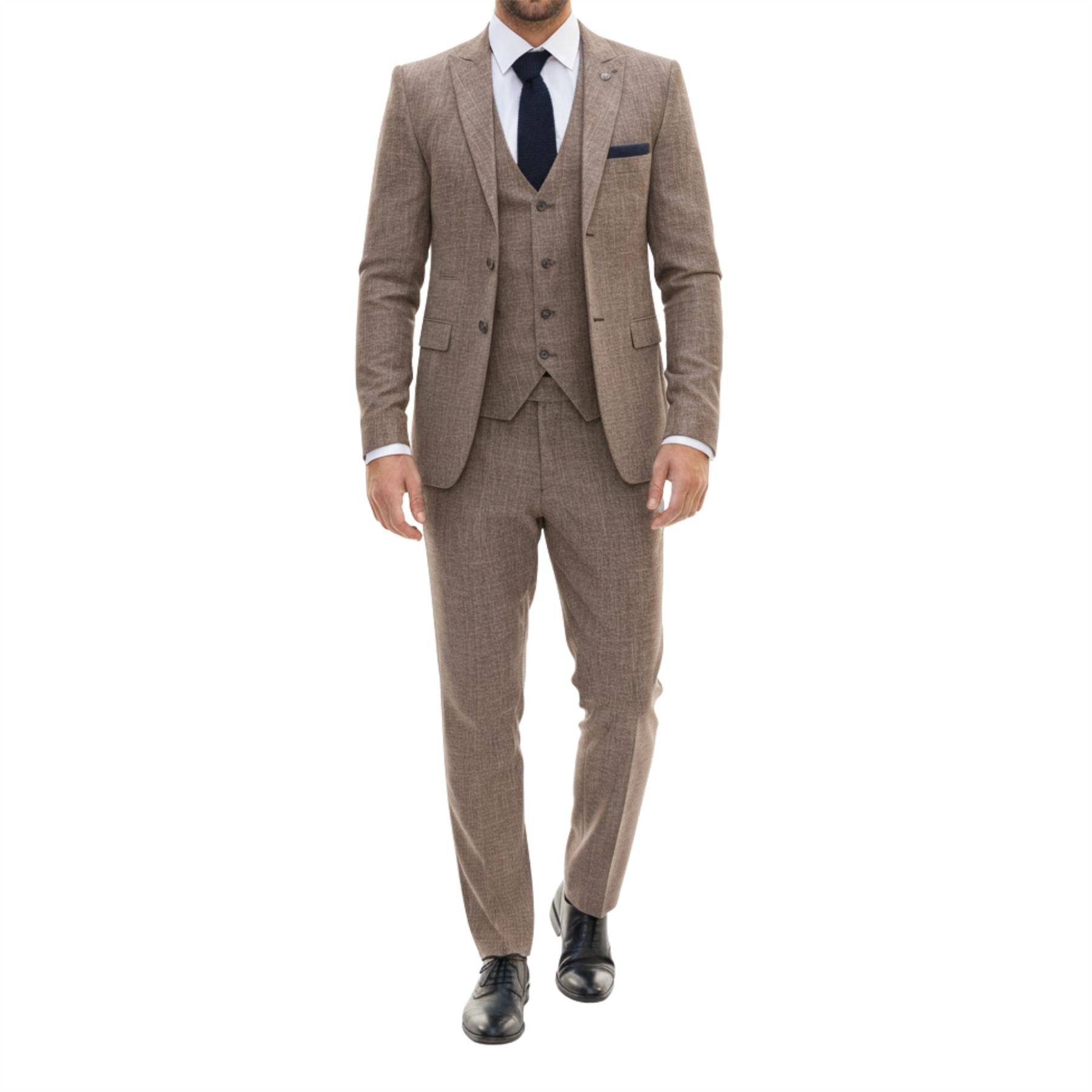 IM33 - Men's 3 Piece Brown Tailored Fit Suit