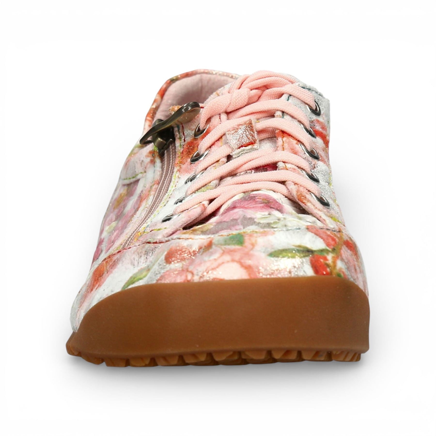 Tivanao 05 - Women's Pink Floral Leather Sneakers
