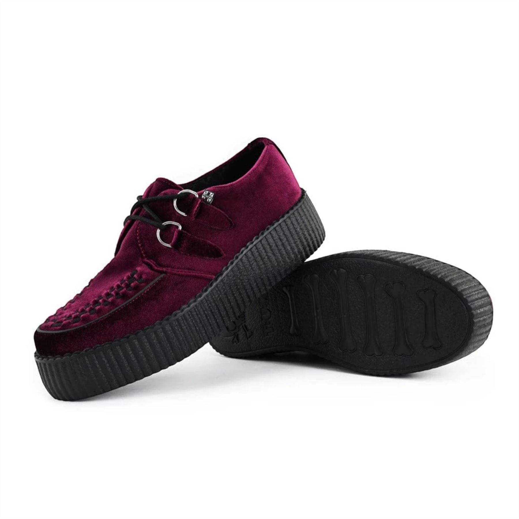 Viva High Creeper Burgundy Velvet Platform Lace-Up Shoes