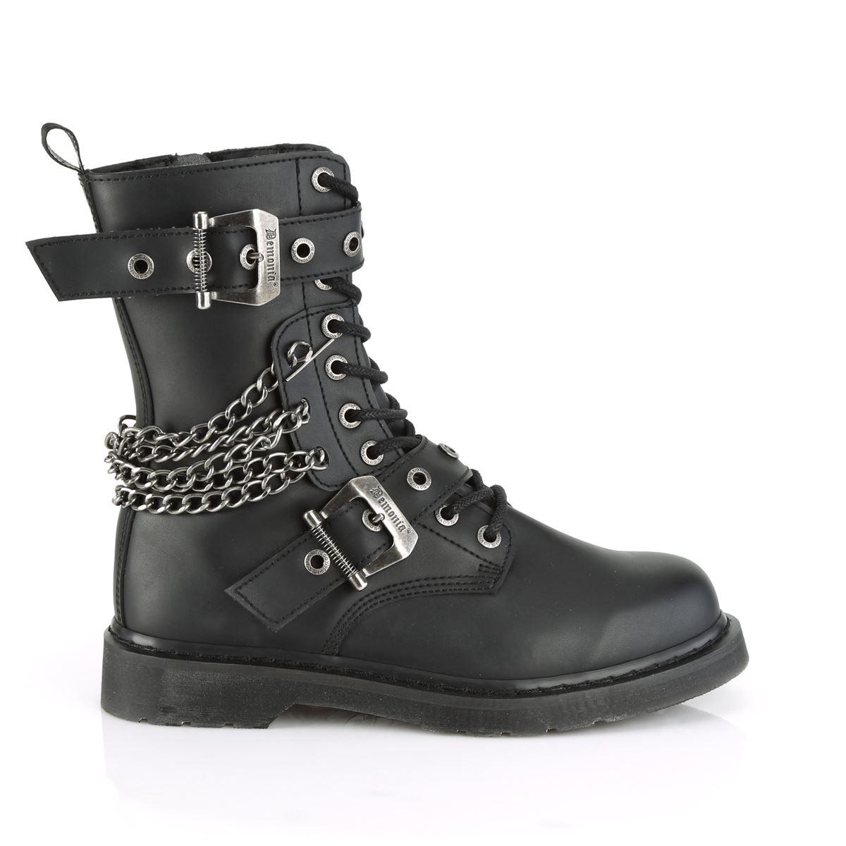 Demonia Bolt 250 Boots Punk Rock Emo Goth Unisex Black Boots Chain Biker Zip - Knighthood Store