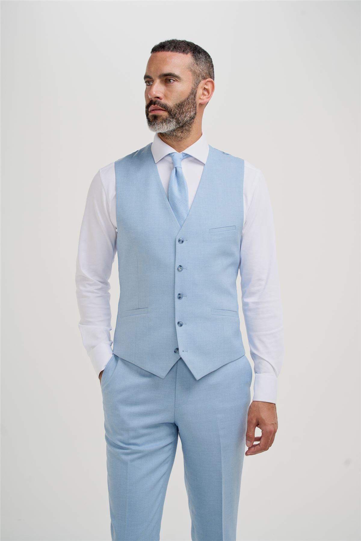 Malibu - Men's Sky Blue Textured 3 Piece Suit