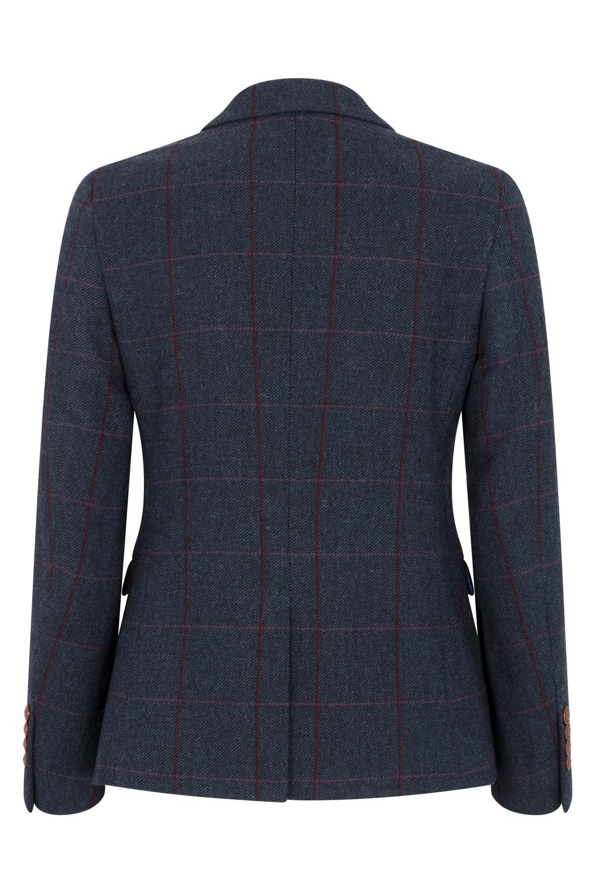 Women's Blazer Tweed Herringbone Checkered Tailored Fit Jacket - Knighthood Store