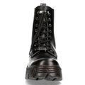 New Rock M-WALL026N-C5 Boots Black Leather Wall Rock Biker Ankle Tower Boots - Knighthood Store