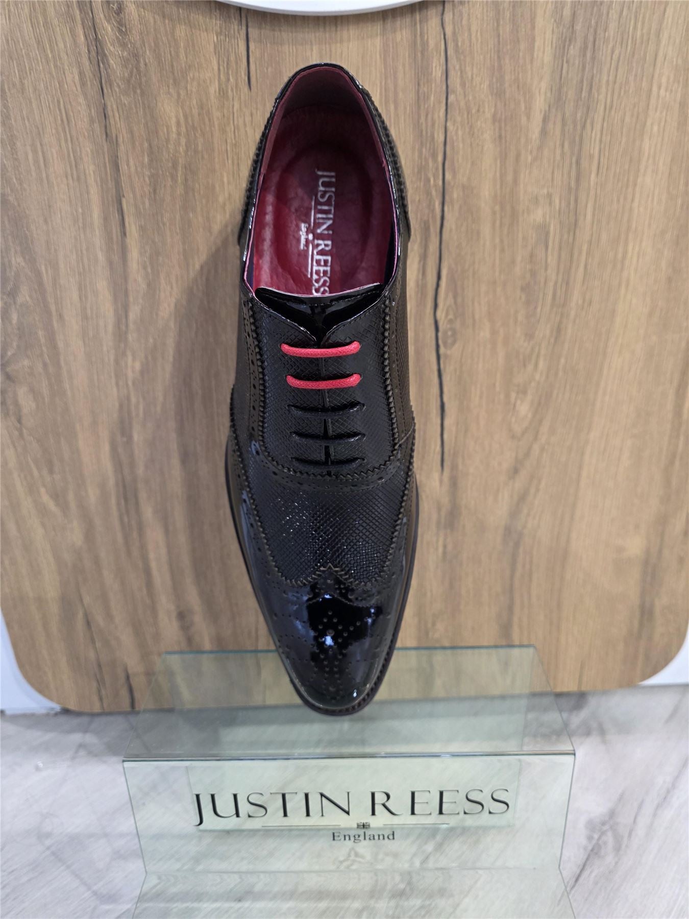 Flynn - Men's Black Patent Leather Brogue Shoes