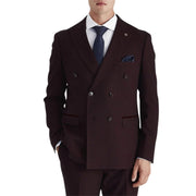 Regent - Men's Brugundy Checked Double Breasted Blazer