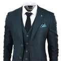 Mens Olive Green 3 Piece Suit Prince Of Wales Black Check Classic Tailored Fit - Knighthood Store