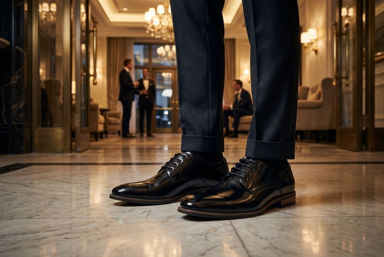 Men’s Classic Plain Toe Derby Lace-Up Oxfords Dress Shoes