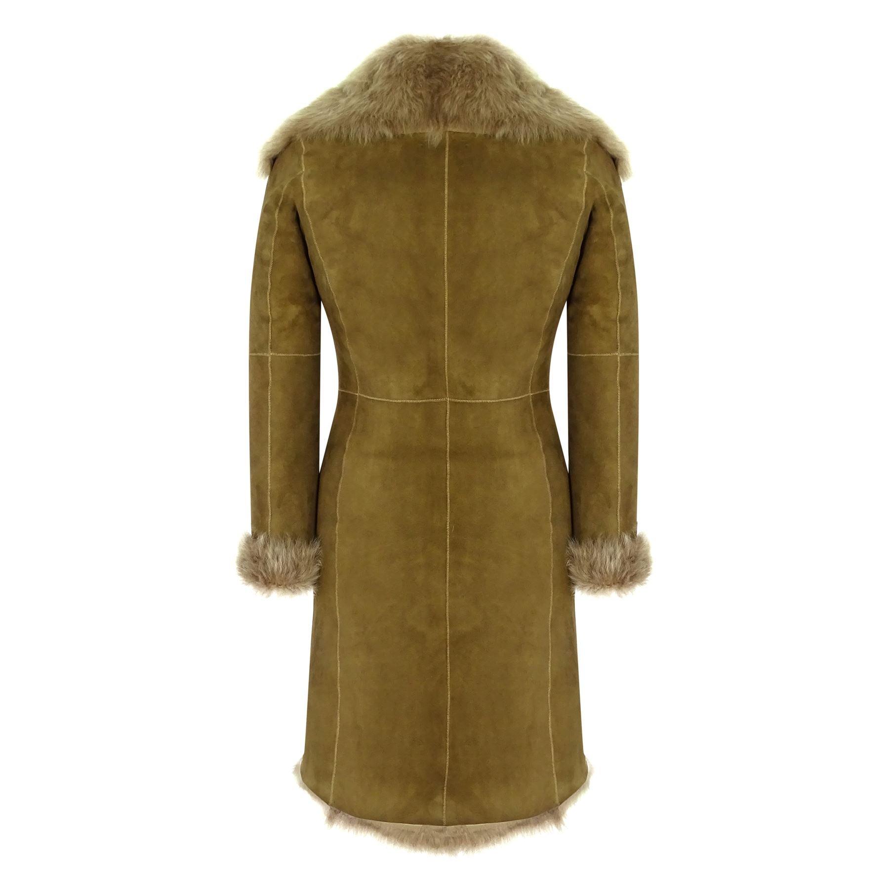 Womens Luxury Toscana 3/4 Coat Real Sheepskin Beaver Shearling Suede Jacket - Knighthood Store