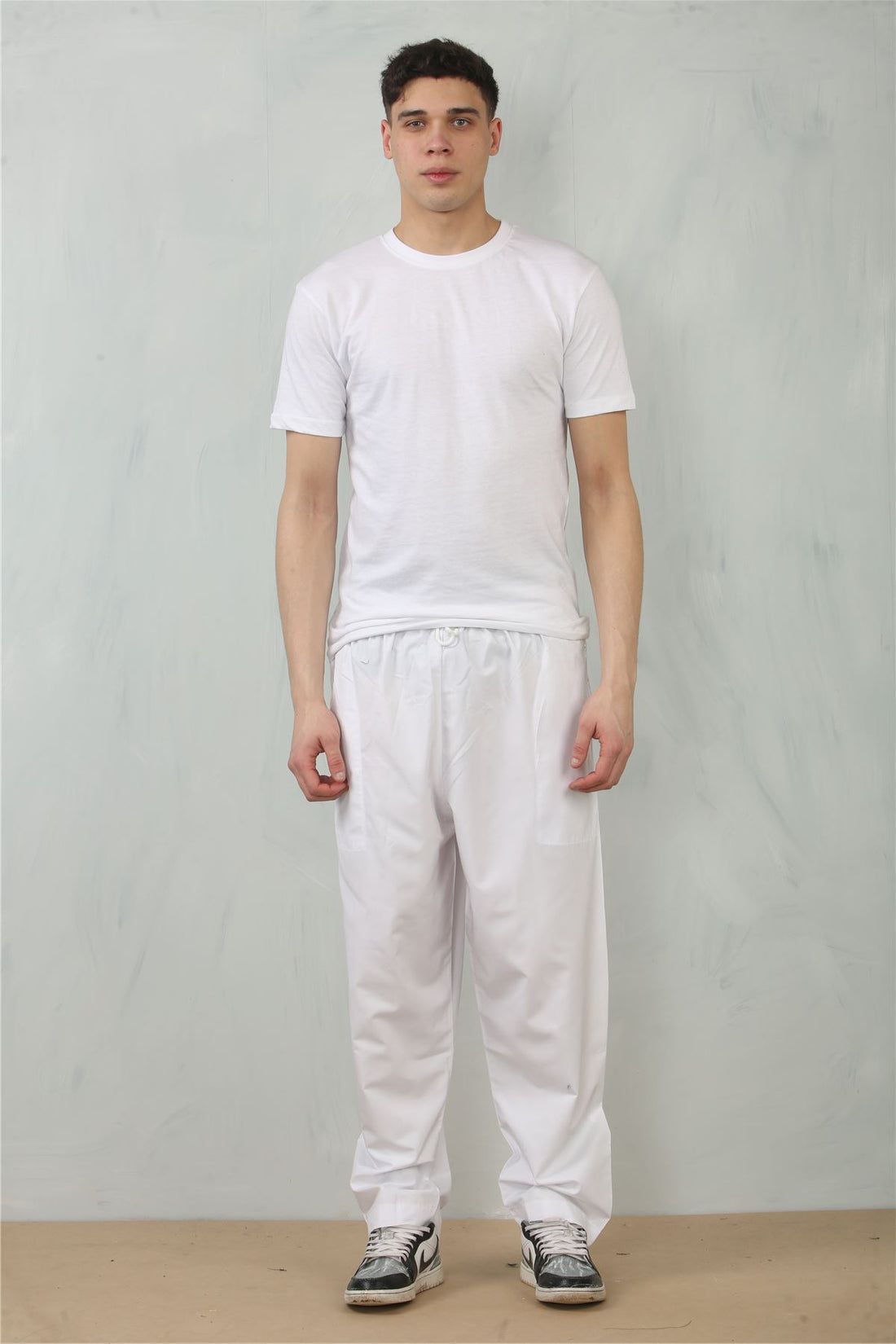 Men's White Comfort Thobe Trousers Pants Lounge Elasticated Zip Pockets Premium Quality