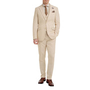 Malibu - Men's Beige 3 Piece Textured Suit