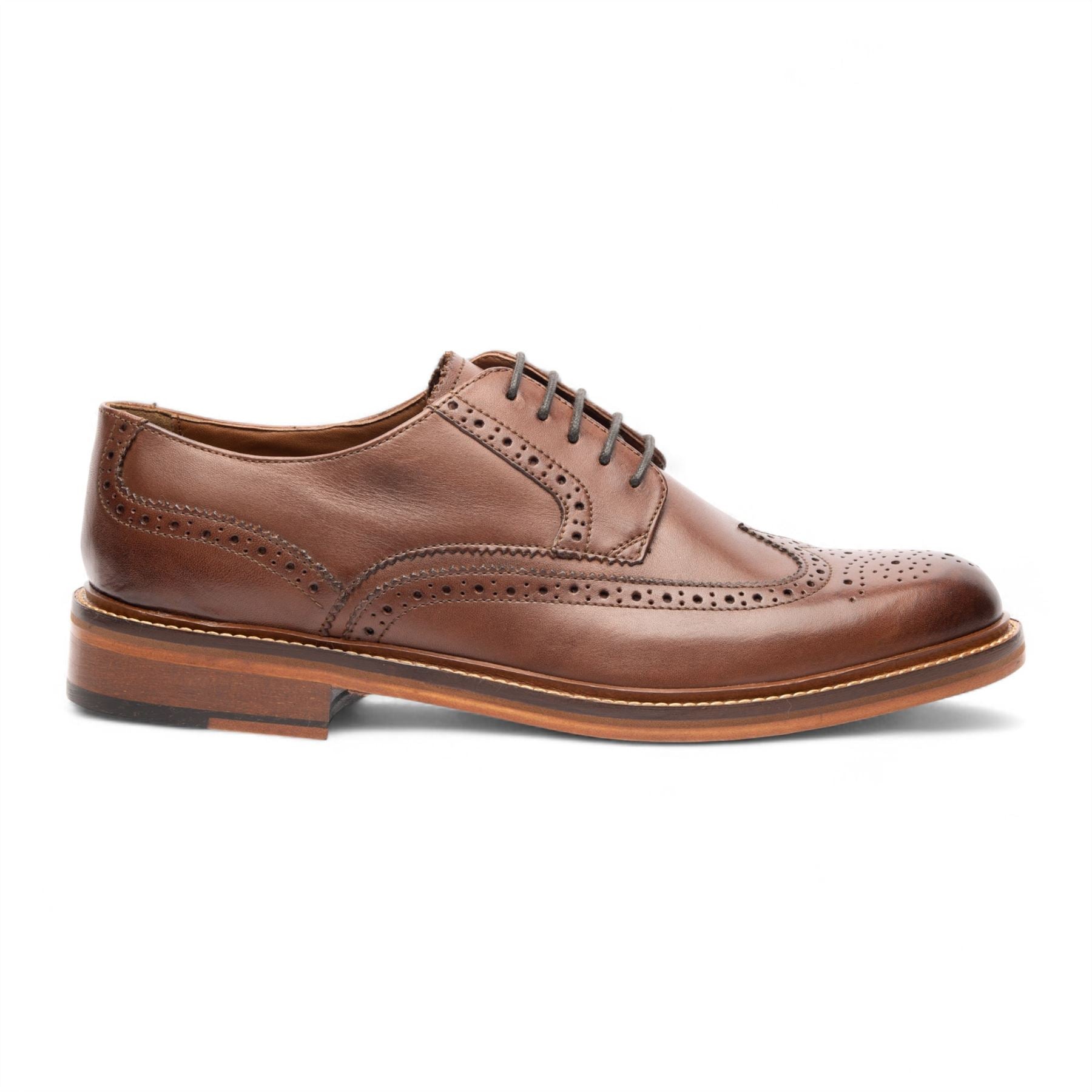 Men’s Brown Leather Derby Brogue Oxford Dress Shoes
