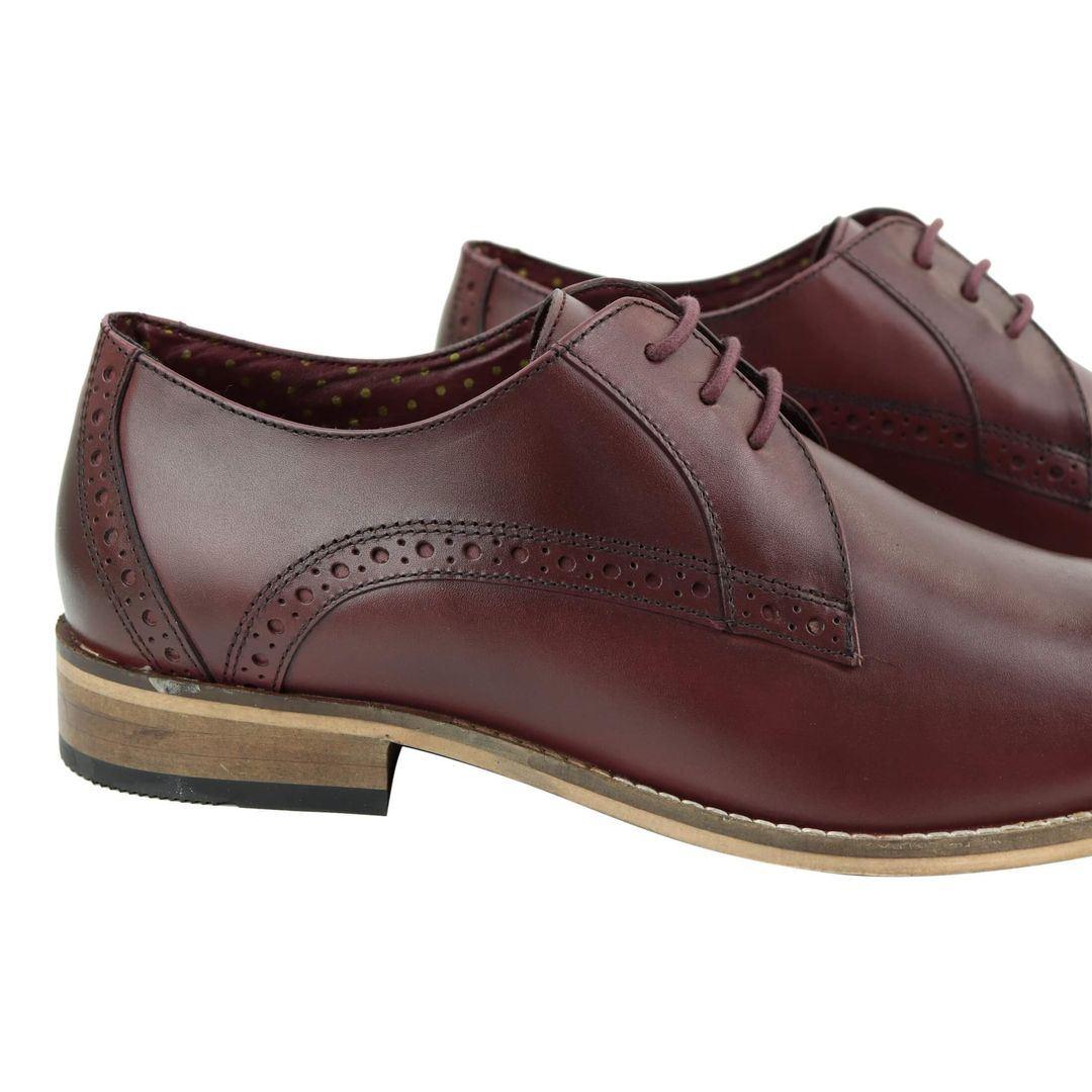 Mens Classic Laced Full Leather Derby Shoes Plain British Design Smart Casual - Knighthood Store