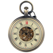 Mechanical Skeleton Open Face Antique Pocket Watch