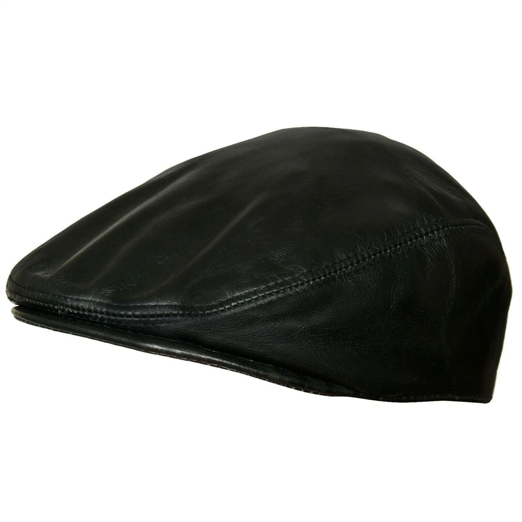 Men's Real Leather Ivy Newsboy Peaked Flat Cap