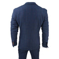 Mens Blue 3 Piece Suit Herringbone Tweed Checked Formal Dress Suits - Knighthood Store