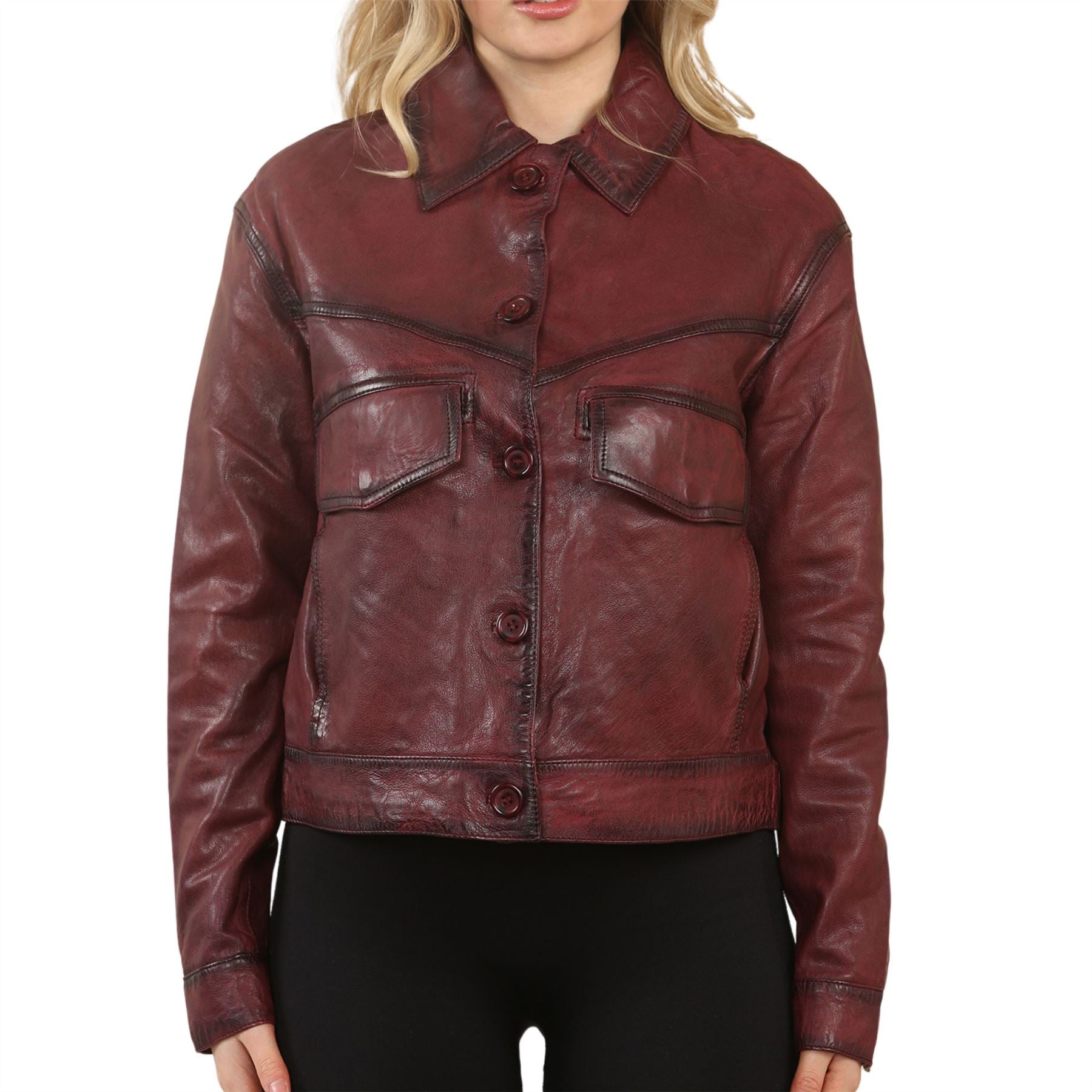 Women's Retro Classic Collar Biker Leather Jacket