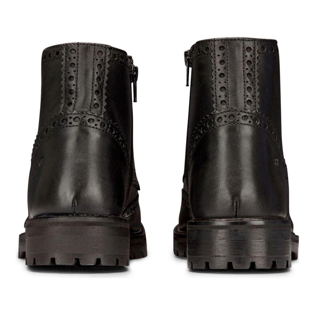 Mens Real Leather Laced Platform Brogue Military Boots Punk Rock Black Tan - Knighthood Store