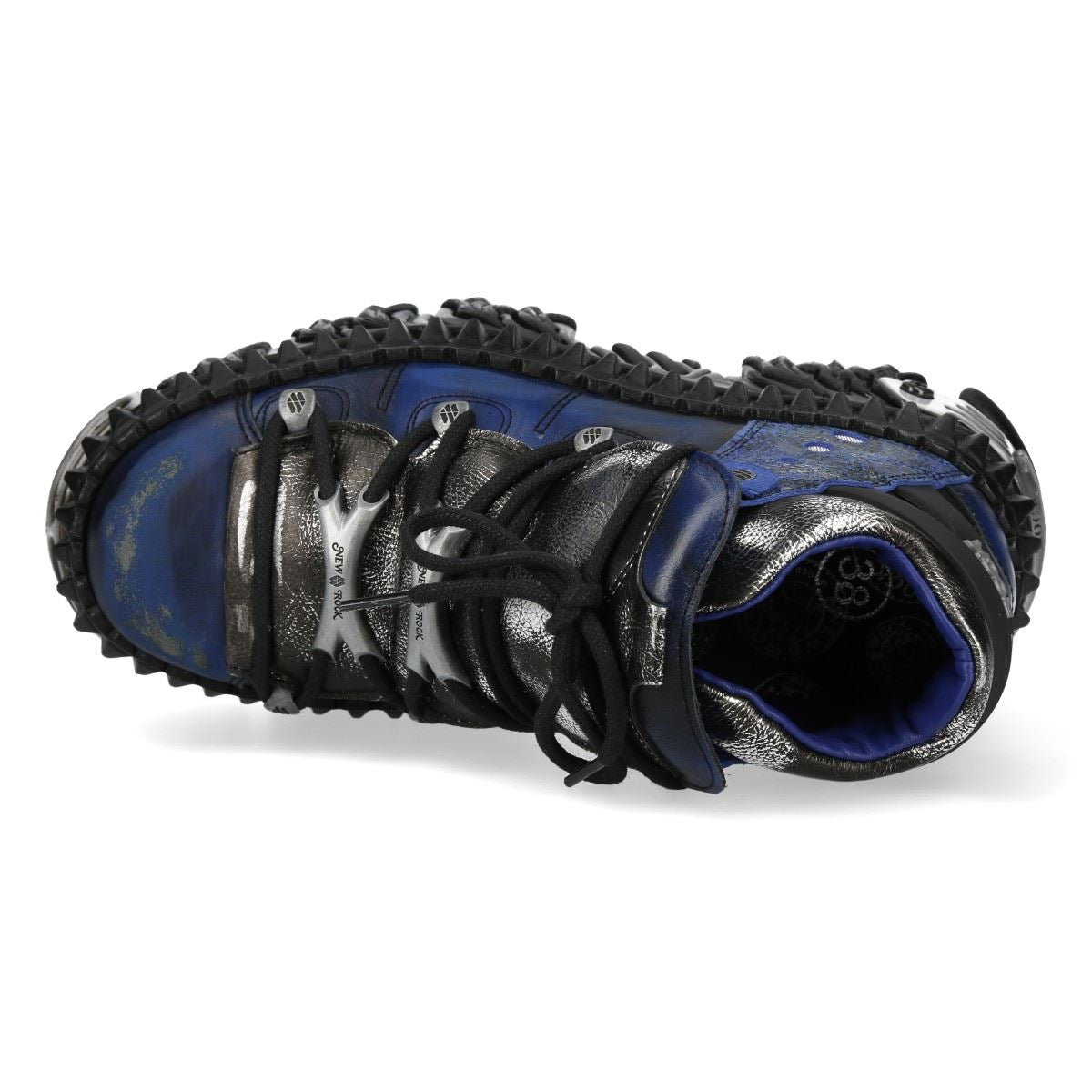 New Rock M-WALL106N-C16 Blue Leather Gothic Rock Ankle Boots