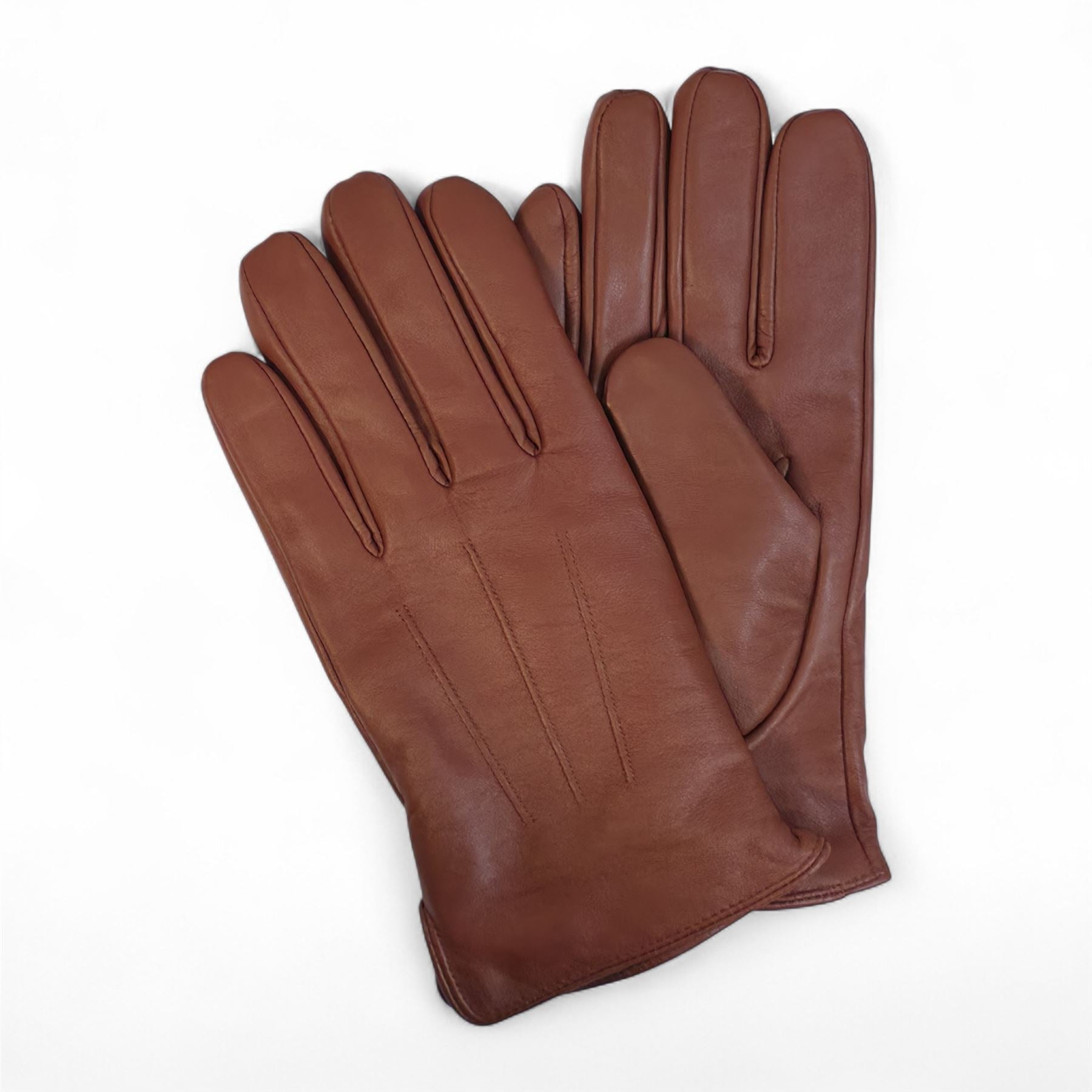 Men's Leather Wool Lined Elastic Wrist Gloves