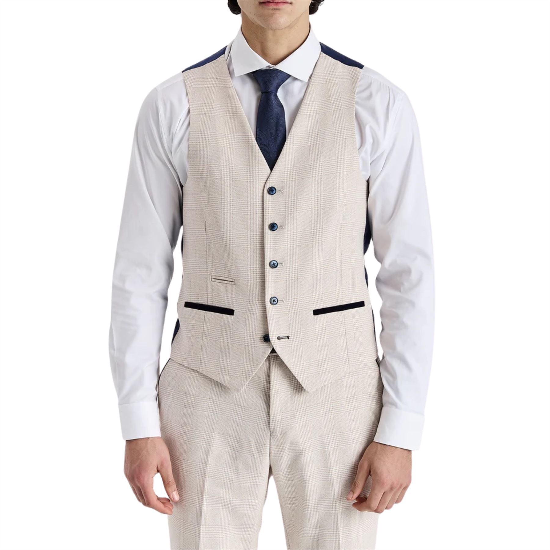 Regent - Men's Cream Check Waistcoat