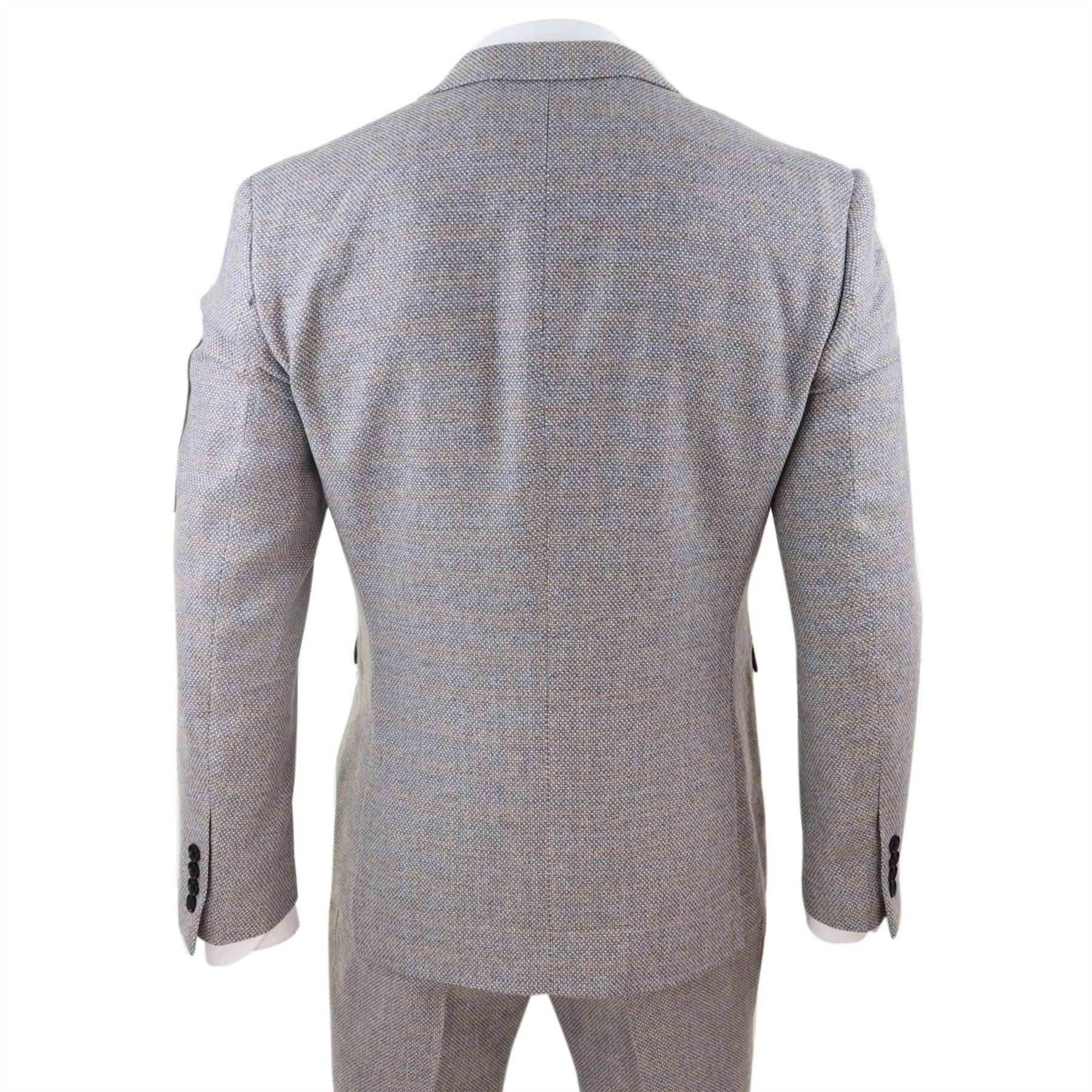 Mens 3 Piece Suit Tweed Check Vintage Retro Tailored Fit 1920s