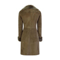 Ladies Real Sheepskin Jacket Suede Button Tailored Fit 3/4 Long Trench Coat Italian - Knighthood Store