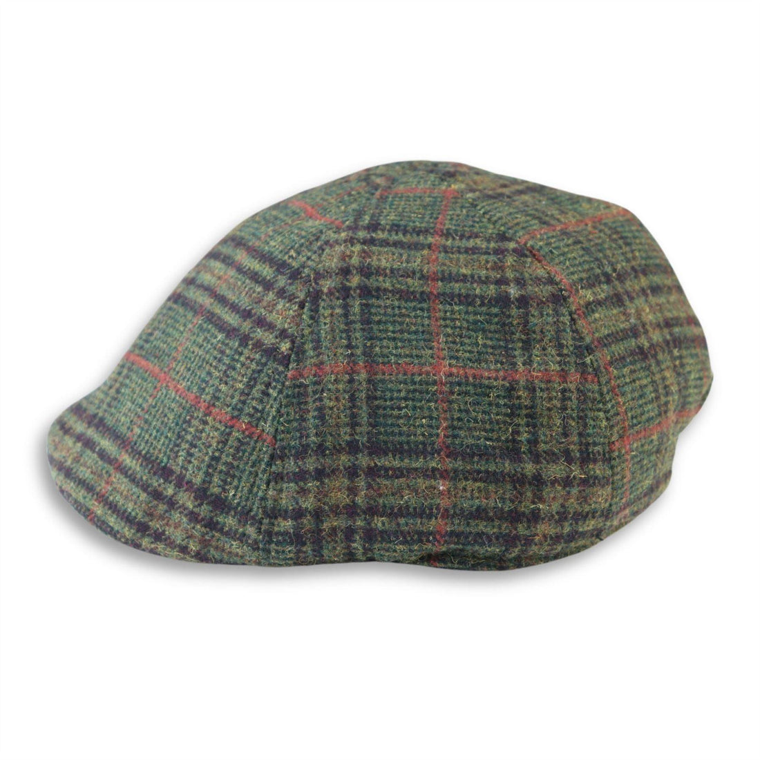 Men's Duckbill Cap Wool Blend Tweed Olive Green Check Gatsby Peaked Ivy 6 Panel Hat - Knighthood Store